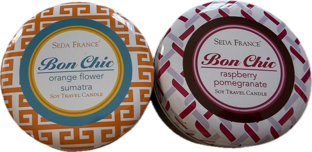 Seda France Travel Candle Bon Chic Raspberry Pomegranate & Orange Scent Soy Wax